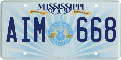 MS license plate AIM668