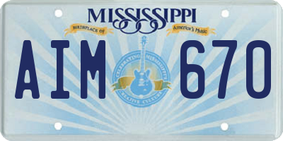 MS license plate AIM670