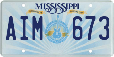MS license plate AIM673