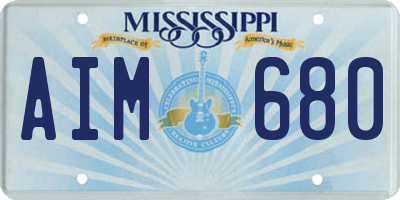 MS license plate AIM680