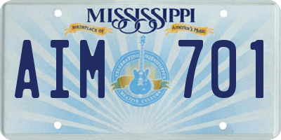 MS license plate AIM701