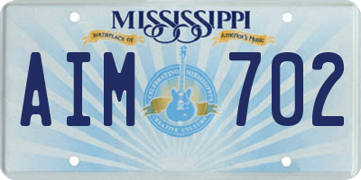 MS license plate AIM702