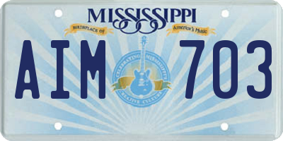 MS license plate AIM703
