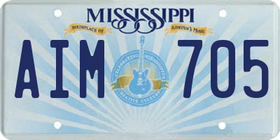 MS license plate AIM705