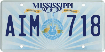 MS license plate AIM718