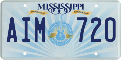 MS license plate AIM720