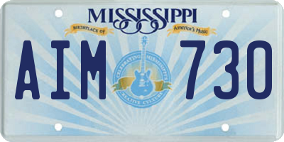 MS license plate AIM730