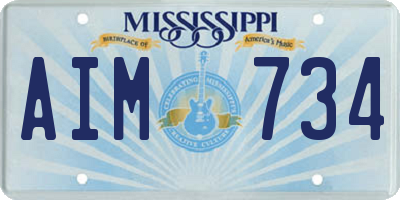 MS license plate AIM734