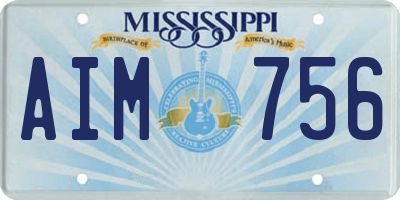 MS license plate AIM756