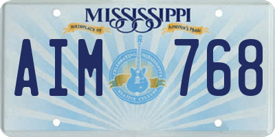MS license plate AIM768
