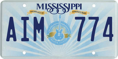 MS license plate AIM774