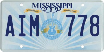 MS license plate AIM778