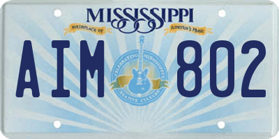 MS license plate AIM802