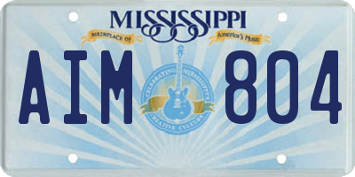 MS license plate AIM804
