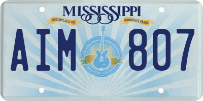 MS license plate AIM807