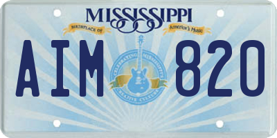 MS license plate AIM820