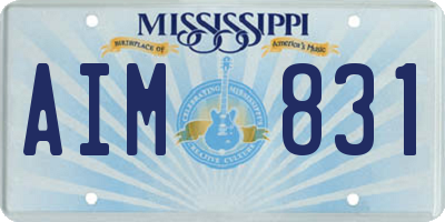 MS license plate AIM831