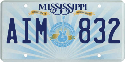 MS license plate AIM832