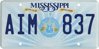 MS license plate AIM837