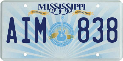 MS license plate AIM838