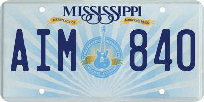 MS license plate AIM840