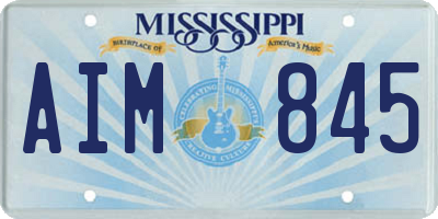 MS license plate AIM845