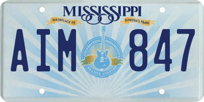MS license plate AIM847