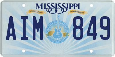 MS license plate AIM849
