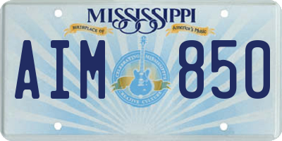 MS license plate AIM850
