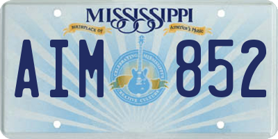 MS license plate AIM852