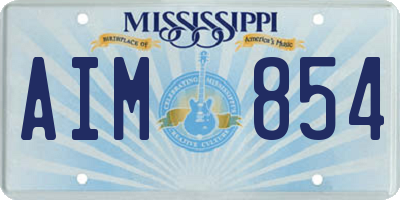 MS license plate AIM854