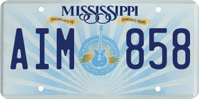 MS license plate AIM858