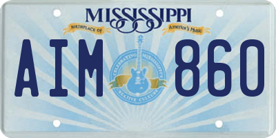 MS license plate AIM860