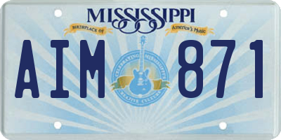 MS license plate AIM871