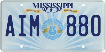 MS license plate AIM880