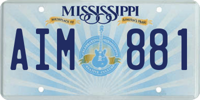 MS license plate AIM881