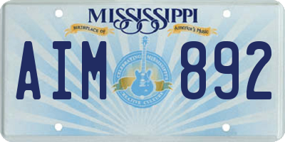 MS license plate AIM892
