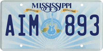 MS license plate AIM893