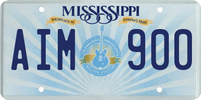 MS license plate AIM900