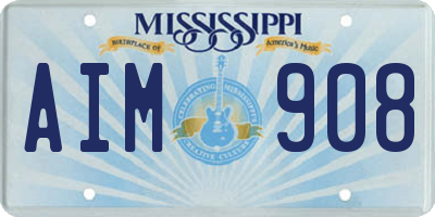 MS license plate AIM908
