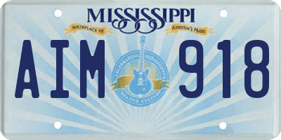 MS license plate AIM918