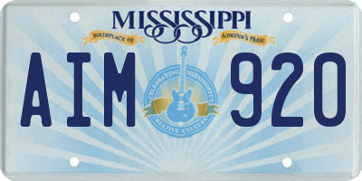MS license plate AIM920