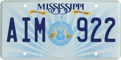 MS license plate AIM922