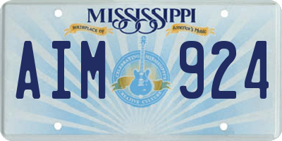 MS license plate AIM924