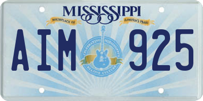 MS license plate AIM925