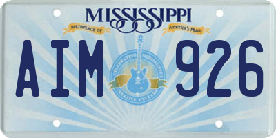 MS license plate AIM926