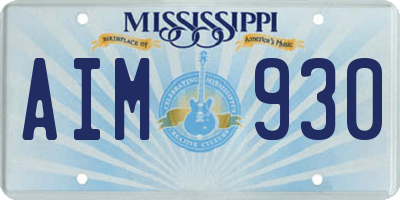 MS license plate AIM930
