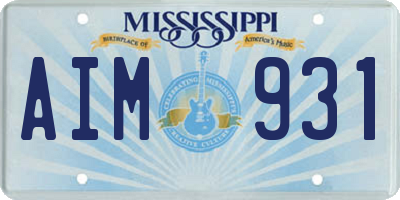 MS license plate AIM931