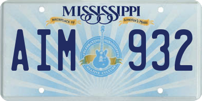 MS license plate AIM932