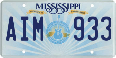 MS license plate AIM933